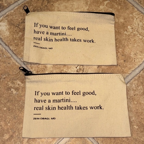 ZO SKIN HEALTH Zein Obagi, MD 2 Canvas Skincare Cosmetics Zippered Bags - Picture 1 of 6